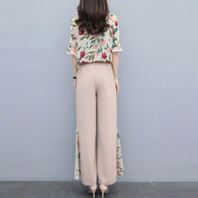 Cargar imagen en el visor de la galería, Off Shoulder Top + Mesh Pants Suits Floral Print Tops Two Piece Set - Soul And Me Store