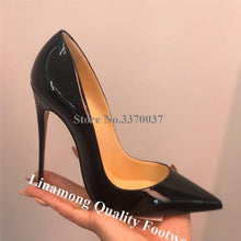 Cargar imagen en el visor de la galería, Brand Style Patent Leather Stiletto Heel Pumps Pointed Toe Dress Shoes - Soul And Me Store