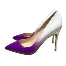 Cargar imagen en el visor de la galería, Purple White Gradient Women Glossy Stilettos High Heels Pointed ToeShoes - Soul And Me Store
