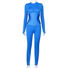Lade das Bild in den Galerie-Viewer, Corset 2 pieces set Solid Color Bodycon Long Romper J - Soul And Me Store
