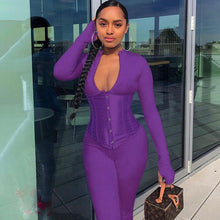 Lade das Bild in den Galerie-Viewer, Corset 2 pieces set Solid Color Bodycon Long Romper J - Soul And Me Store