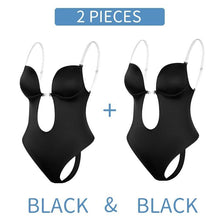 Cargar imagen en el visor de la galería, Bodysuit Shapewear Deep V-Neck Body Shaper Backless U Plunge - Soul And Me Store
