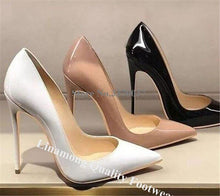 Cargar imagen en el visor de la galería, Brand Style Patent Leather Stiletto Heel Pumps Pointed Toe Dress Shoes - Soul And Me Store