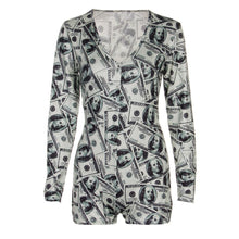 Cargar imagen en el visor de la galería, Sexy Bodysuit Floral Long Sleeve Bodycon Bandage Jumpsuit - Soul And Me Store