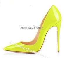Cargar imagen en el visor de la galería, Brand Style Patent Leather Stiletto Heel Pumps Pointed Toe Dress Shoes - Soul And Me Store