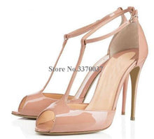 Cargar imagen en el visor de la galería, Brand Design Peep Toe Leopard Patent Leather Stiletto Heel Pumps Shoes - Soul And Me Store