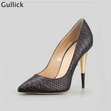 Carregar imagem no visualizador da galeria, High Quality Sexy Pointed Toe Pumps Gold Metal Heel Formal Dress Shoe - Soul And Me Store