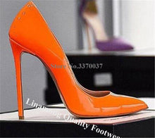Cargar imagen en el visor de la galería, Brand Style Patent Leather Stiletto Heel Pumps Pointed Toe Dress Shoes - Soul And Me Store
