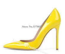 Cargar imagen en el visor de la galería, Brand Style Patent Leather Stiletto Heel Pumps Pointed Toe Dress Shoes - Soul And Me Store