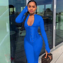 Lade das Bild in den Galerie-Viewer, Corset 2 pieces set Solid Color Bodycon Long Romper J - Soul And Me Store