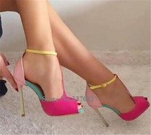 Cargar imagen en el visor de la galería, Brand Design Peep Toe Leopard Patent Leather Stiletto Heel Pumps Shoes - Soul And Me Store