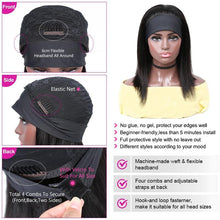 Lade das Bild in den Galerie-Viewer, Straight Short Bob Headband Wigs With Scarf 100% Human Hair - Soul And Me Store
