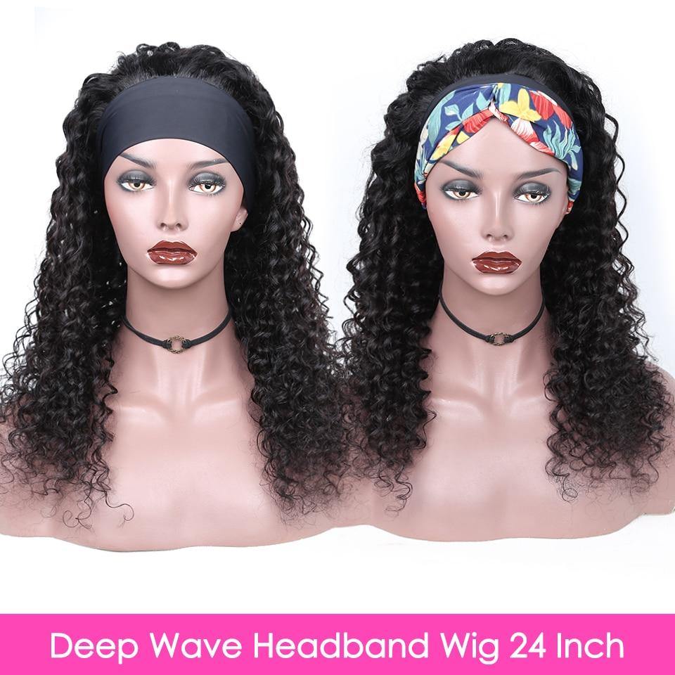 Deep Wave Headband Wig Human Hair Wigs - Soul And Me Store