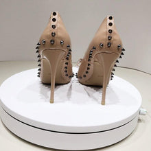 Carregar imagem no visualizador da galeria, Spikes Bow Knot Women Beige Stilettos High Heels Elegant Formal Dress Shoes - Soul And Me Store
