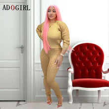 Lade das Bild in den Galerie-Viewer, Two Piece Outfits Elegant Sweater Pullover Matching Sets Tracksuits - Soul And Me Store
