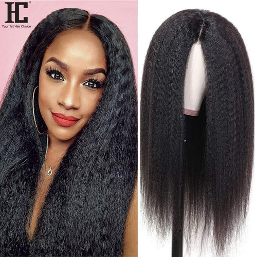 Brazilian Kinky Straight Lace Part Wig Pre Plucked Natural Human Hair Wigs - Soul And Me Store